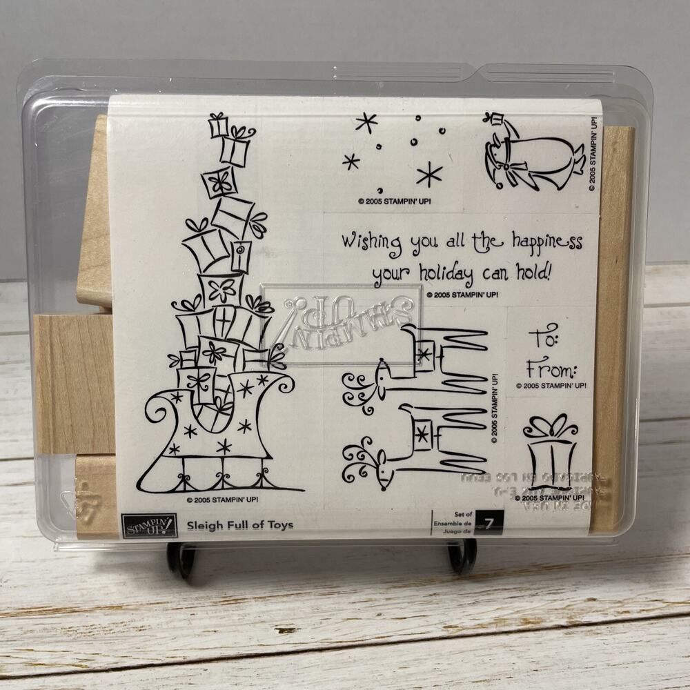 Stampin Up’ Sleigh Full of Toys‎ New Unmounted Rubber Stamp Set of 7
